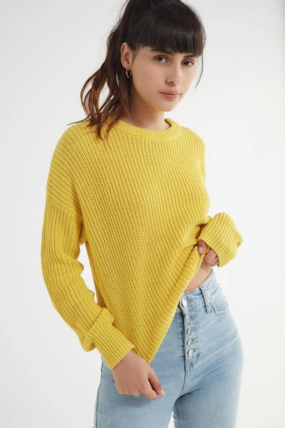 Urban Outfitters Uo Andi Pullover Crew Neck Sweater In Yellow ModeSens