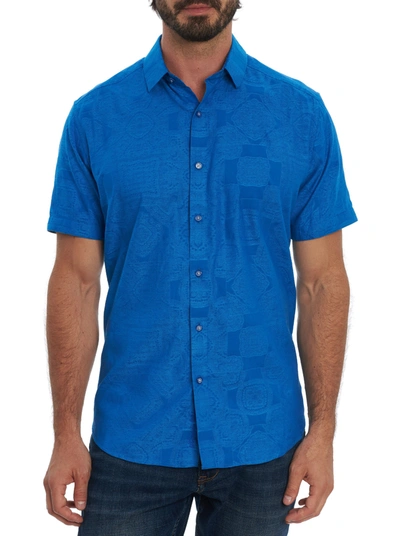 Shop Robert Graham Ulrich Short Sleeve Button Down Shirt In Blue