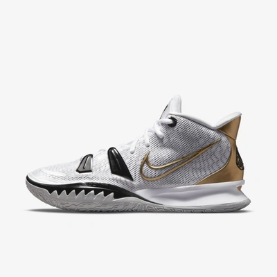 Shop Nike Kyrie 7 Basketball Shoes In White,black,grey Fog,metallic Gold