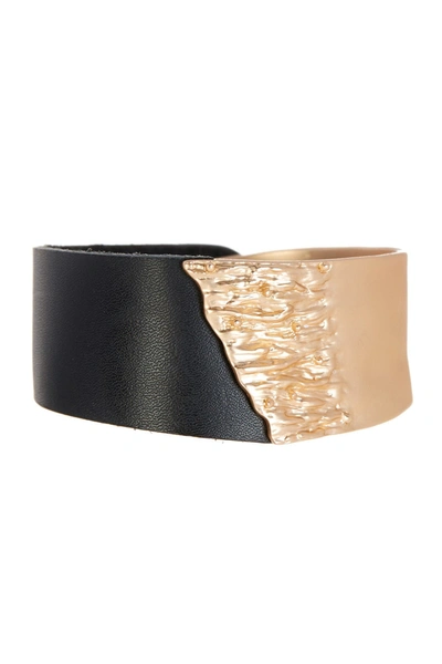 Shop Saachi Black Gold Wild Ways Leather Bracelet