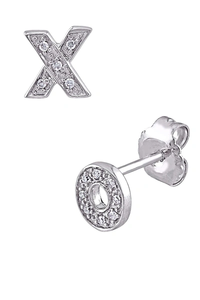 Delmar Sterling Silver "x" & "o" Diamond Mismatched Stud Earrings