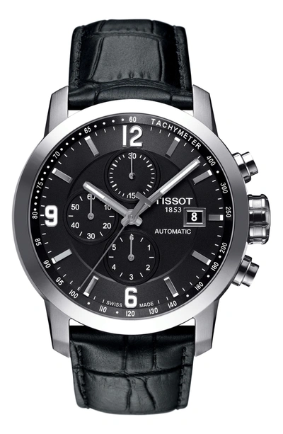 Shop Tissot 43mm Prc200strap Watch In Black/ Silver