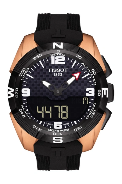 Shop Tissot T-touch Expert Solar Multifunction Smartwatch, 45mm In Black/ Rose Gold