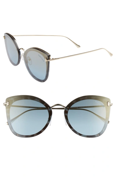 Tom Ford 62mm Oversize Butterfly Sunglasses In Light Blue/ Pale Gold/ Gold  | ModeSens