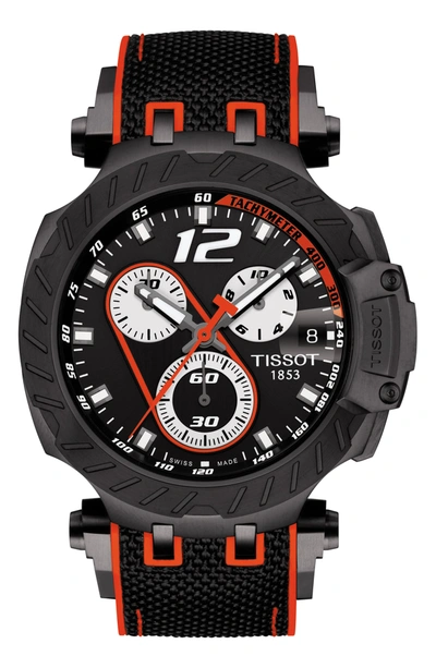 Shop Tissot T-race Chronograph Sports Watch, 48mm In Black/ Red/ Black