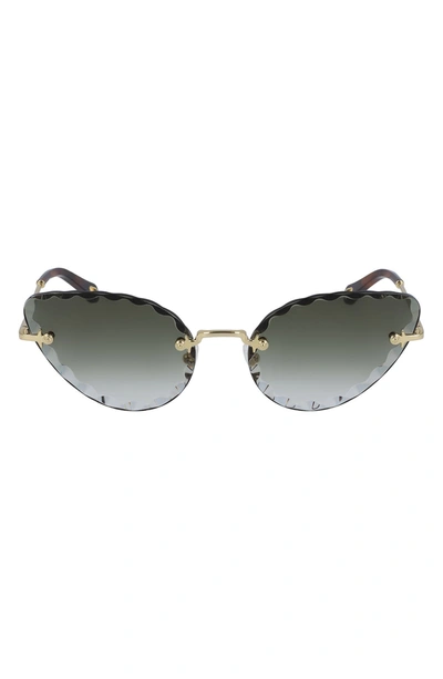 Shop Chloé Rosie 60mm Gradient Cat Eye Sunglasses In Gradient Khaki/ Gold