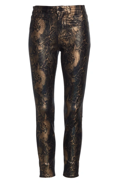 Shop Lagence L'agence Margot Metallic Coated Crop Skinny Jeans In Black/ Holo Black Snake Foil