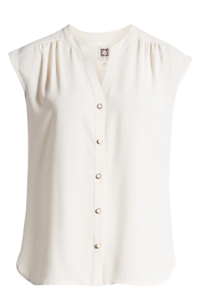 Shop Anne Klein Sleeveless Button-up Blouse In Anne White