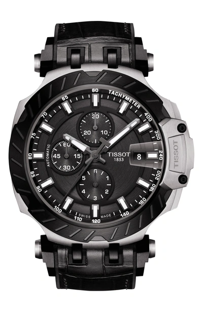 Shop Tissot T-sport Chronograph Webbed Strap Watch In Black/ Silver