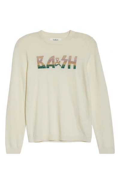 Ba&sh Ba & Sh Maxwell Glitter Logo Graphic Sweater In Off White