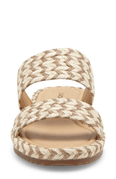 Shop Lucky Brand Decime Slide Sandal In Dove Fabric