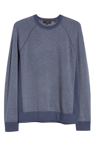 Shop Vince Regular Fit Bird's Eye Stitch Wool & Cashmere Sweater In Light Imperial Blue/ Grey