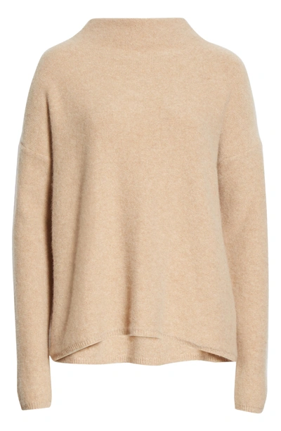 Shop Vince Funnel Neck Boiled Cashmere Sweater In Heather Desert Clay
