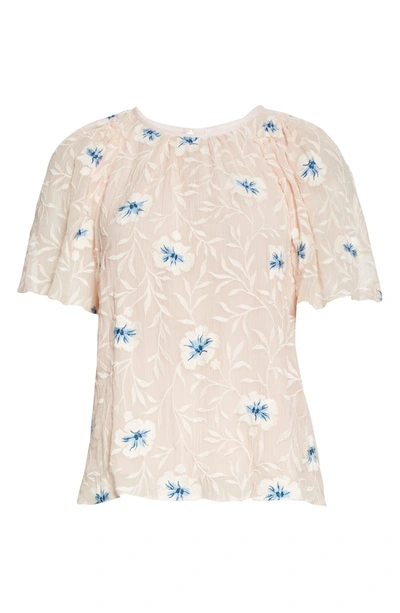 Shop Rebecca Taylor Trellis Embroidered Top In Peach Combo