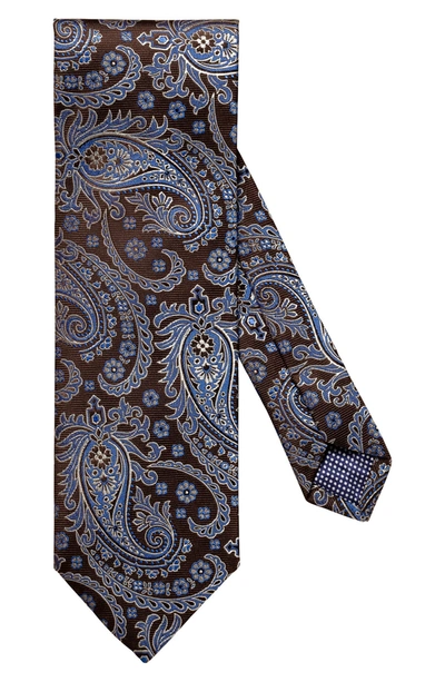 Shop Eton Paisley Silk Tie In Brown