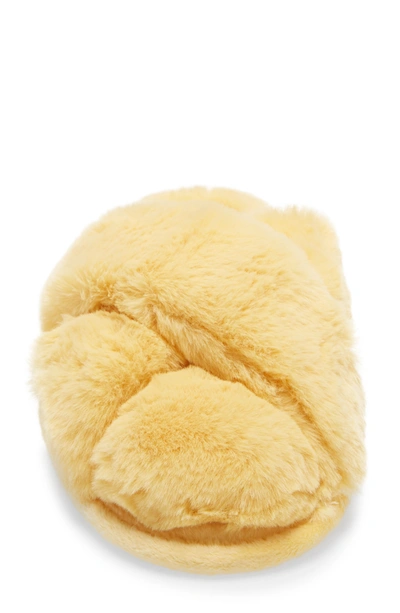 Bp. Sophie Criss Cross Plush Bedroom Slipper In Light Yellow Faux