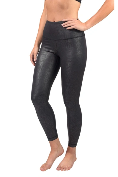 Shop 90 Degree By Reflex Faux Cracked Leather High Rise Ankle Leggings In Cracked Black