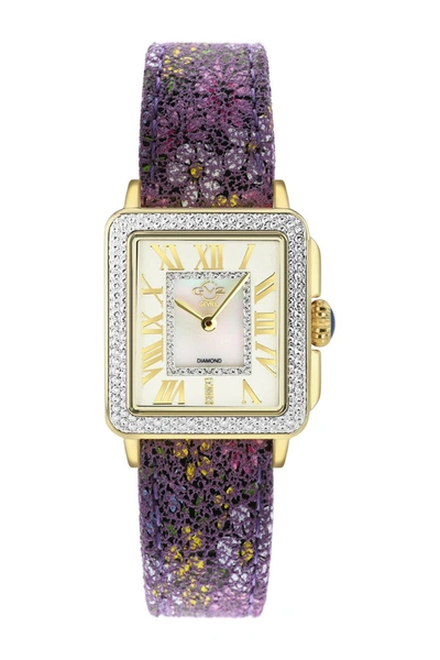 Shop Gv2 Padova Diamond Leather Strap Watch, 27mm X 30mm In Purple Multi