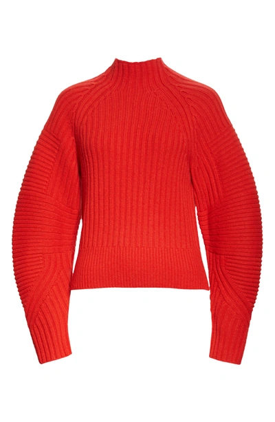 Rag & Bone Oakes Mock-neck Ribbed Wool Sweater In Battlered
