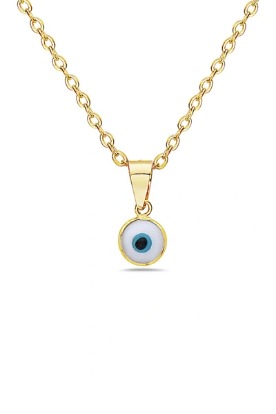 Shop Best Silver 14k Solid Gold White Evil Eye Pendant Necklace In Blue