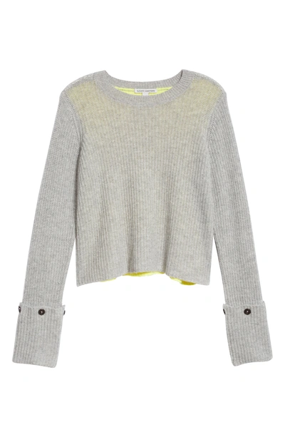 Shop Autumn Cashmere Colorblock Cashmere Shaker Sweater In Sweatshirt/ Volt
