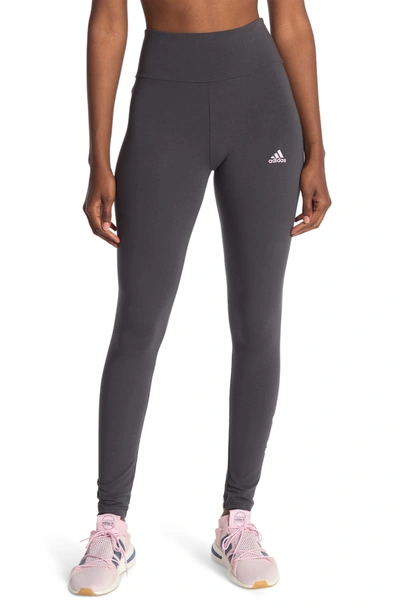 Shop Adidas Originals Line Leggings In Dgh Solid Grey/clear Pink
