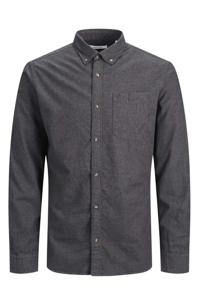 Shop Jack & Jones Classic Melange Slim Fit Shirt In Dark Grey