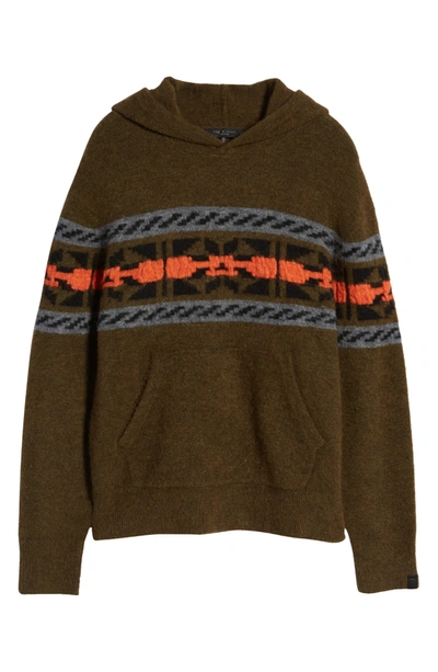 Shop Rag & Bone Damon Wool Blend Hoodie In Army Multi