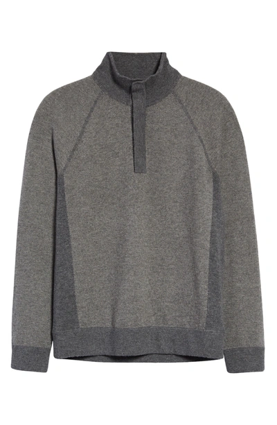 Shop Vince Bird's Eye Wool & Cashmere Mock Neck Sweater In Medium Heather Grey/ Beige