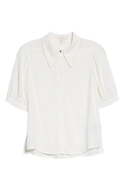 Shop Ted Baker Imitation Pearl Detail Blouse In White