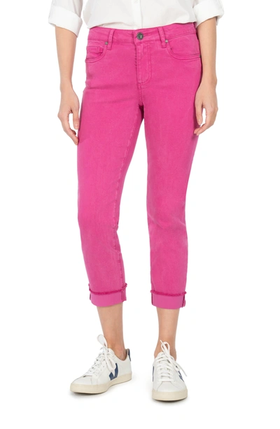 Shop Kut From The Kloth Amy Fray Hem Crop Skinny Jeans In Fuchsia