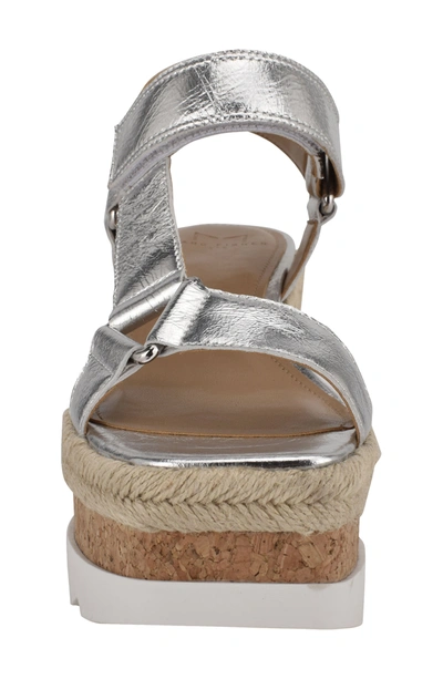 Shop Marc Fisher Ltd Gylian Platform Wedge Sandal In Silver Leather