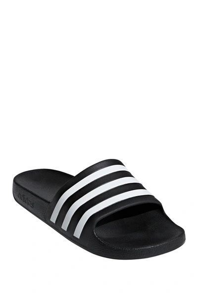 Shop Adidas Originals Adidas Adilette Aqua Slide Sandal In Core Black/white/core Black