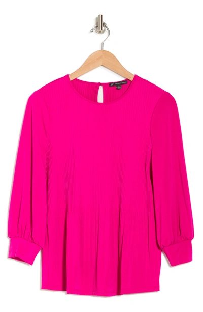 Shop Adrianna Papell Solid Moss Crepe Pleated Top In Pink Flame