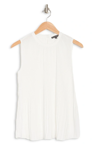 Shop Adrianna Papell Pleated Sleeveless Tank Top In Ivory