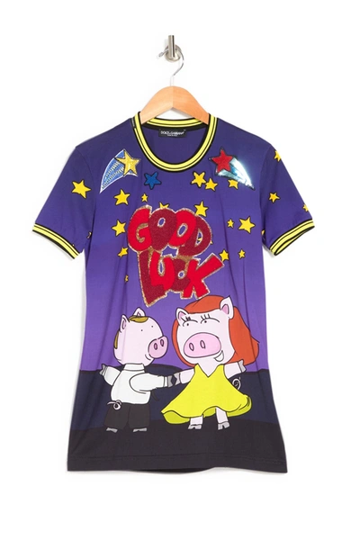 Shop Dolce & Gabbana Graphic Short Sleeve T-shirt In Lala Pig