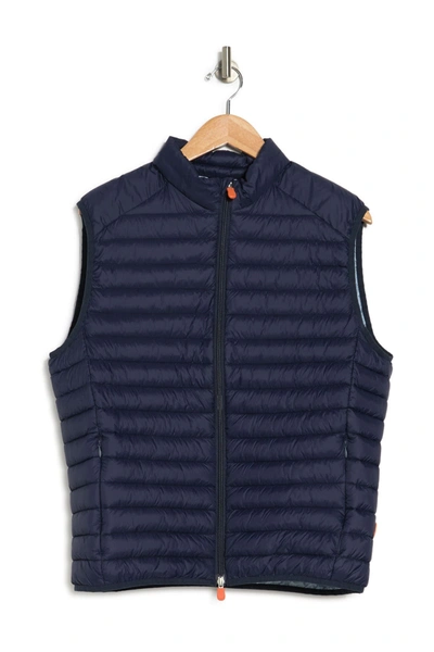 Shop Save The Duck Adam Channel Quilted Puffer Vest In Navy Blue