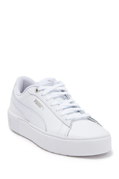 Shop Puma Smash Platform V2 Sneaker In  White- White-silver