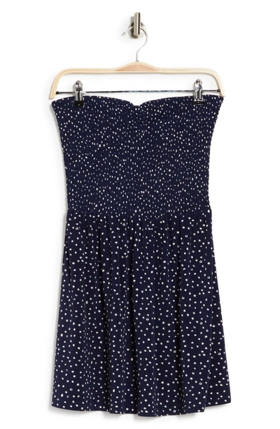 Shop Abound Smocked Tube Dress In Navy Painted Dot
