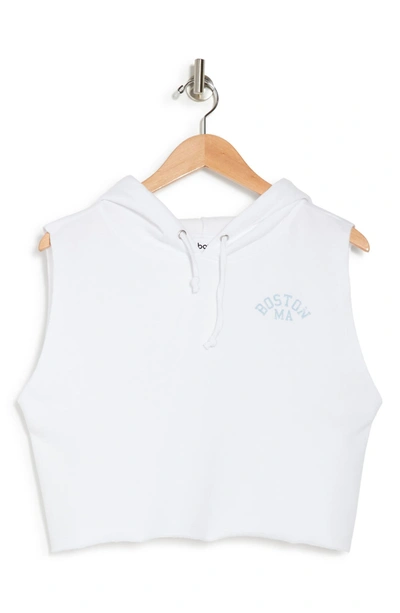 Shop Abound Hawaii Hooded Sleeveless Crop Sweatshirt In White- Blue Boston