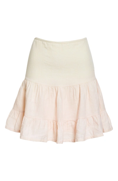 Shop Nicole Miller Dip Dye Linen Miniskirt In Pink/yellow