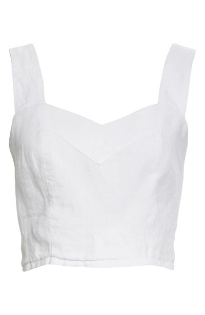 Shop Nicole Miller Solid Linen Crop Tank In Ivory