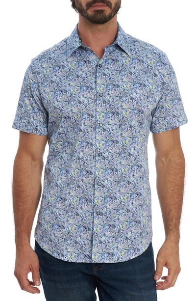 Shop Robert Graham Ballard Floral Short Sleeve Button-up Shirt In Blue