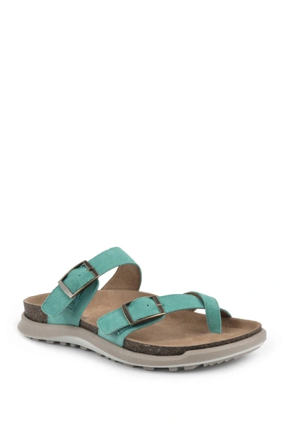 Shop White Mountain Powerful Leather Footbed Sandal In Green/suede