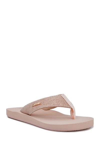 Shop Juicy Couture Smirk Thong Sandal In Q-rose Gold Gli