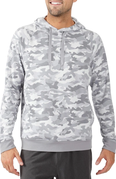 Shop 90 Degree By Reflex Terry Pullover Drawstring Hoodie In P792 Camo Grey Multi