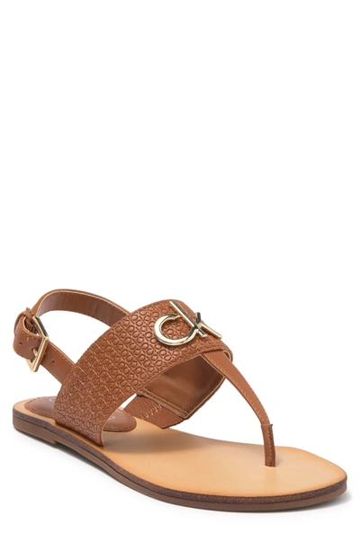 Shop Calvin Klein T-strap Flat Sandal In Dnall