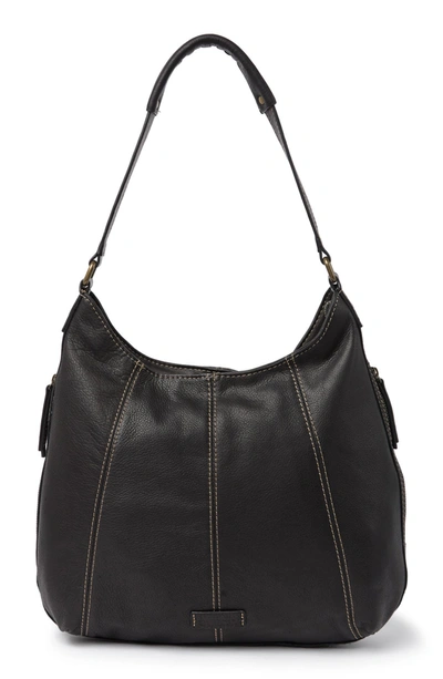 Shop American Leather Co. Easton Zip Top Leather Hobo Bag In Black Smooth