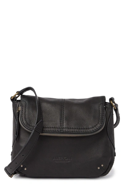 Shop American Leather Co. Burnet Flap Crossbody Bag In Black Smooth