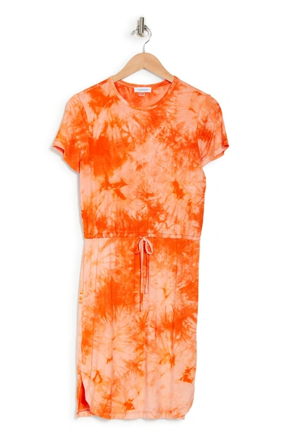 Shop Calvin Klein Tie Dye Drawstring T-shirt Dress In Ember Multi